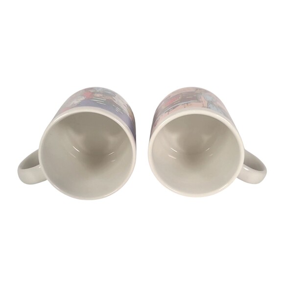 Vintage Christmas Coffee Mug Classic Victorian Santa Claus Winter Scene Set Of 2 - Picture 5 of 6